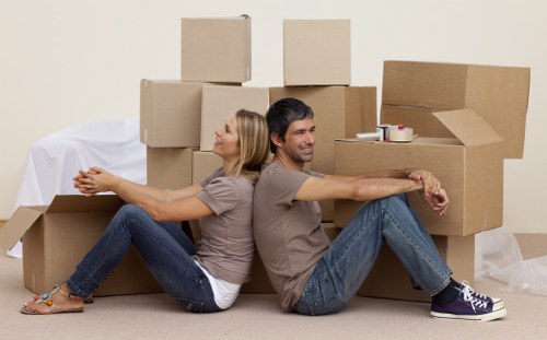 Packing and labelling office items for relocation in Ruislip