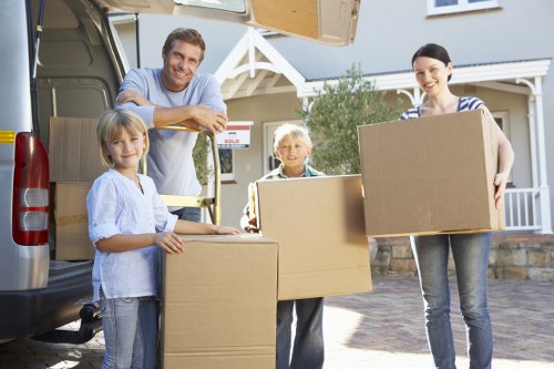 Student furniture and boxes being moved from a shared house in Ruislip